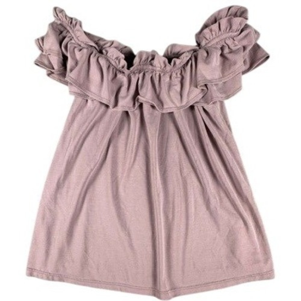 Sienna Sky Ruffle Top Womens M Mauve Off The Shoulder Modal Blend Jersey Knit